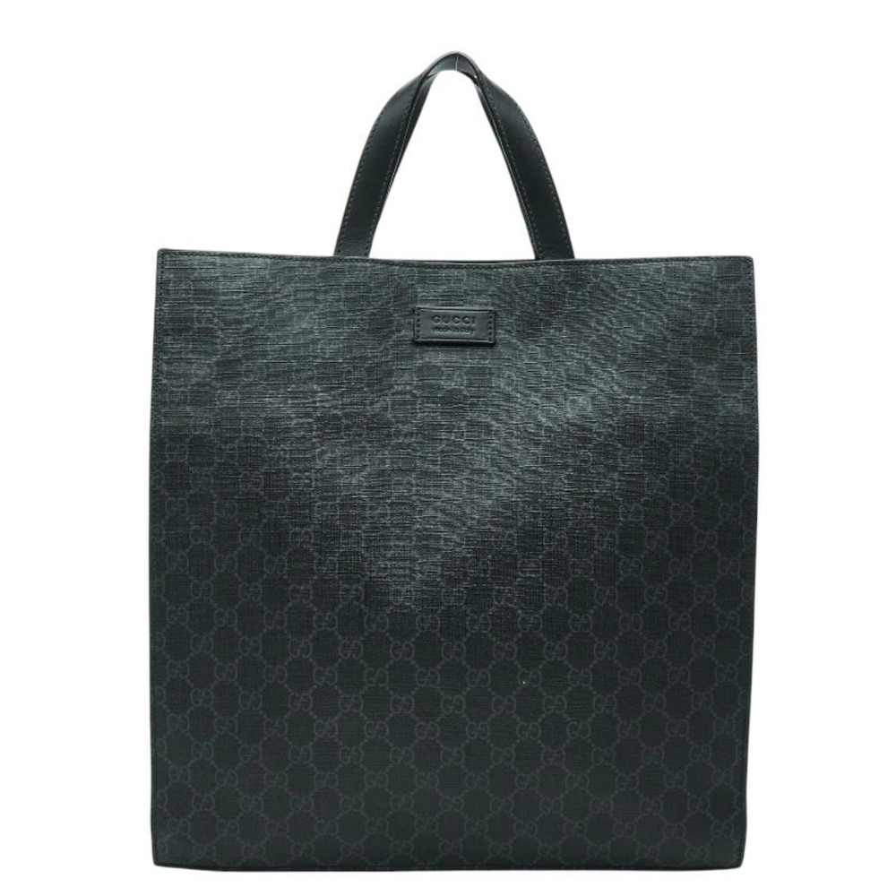 Gucci GG Supreme Tote Bag Handbag Black Leather
